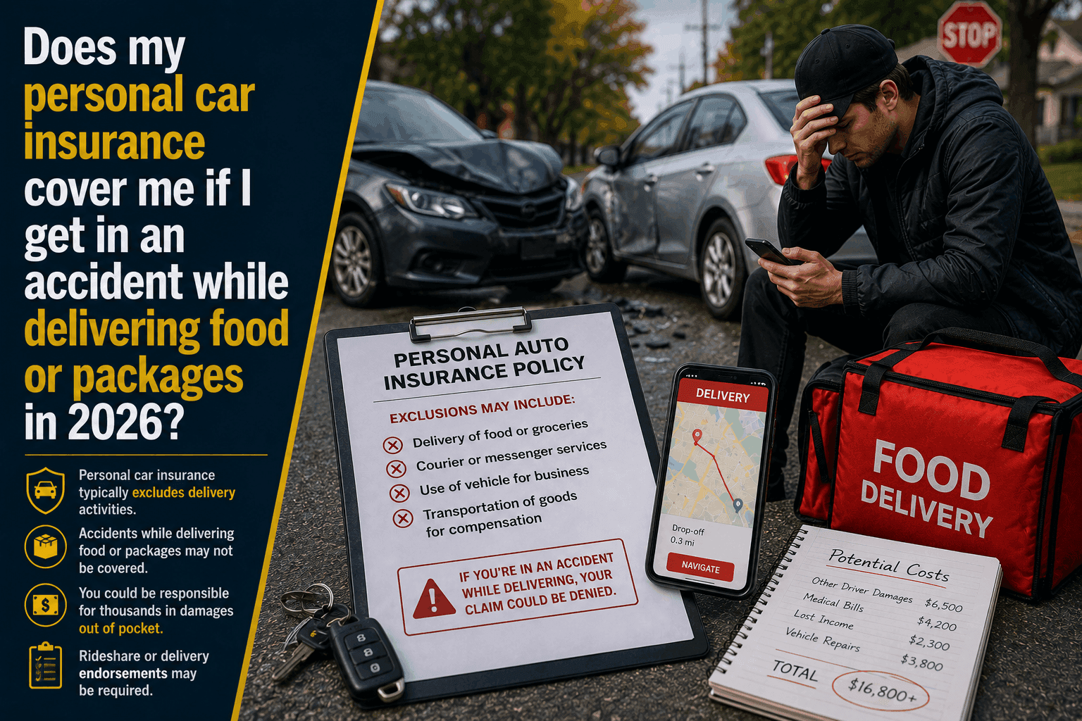 Does Personal Car Insurance Cover Delivery Accidents? (2026)